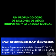 UN PROFUNDO CORO DE MILLONES DE AÑOS: KROPOTKIN Y LA AYUDA MUTUA - Por MONTSERRAT ÁLVAREZ - Domingo, 07 de Febrero de 2021